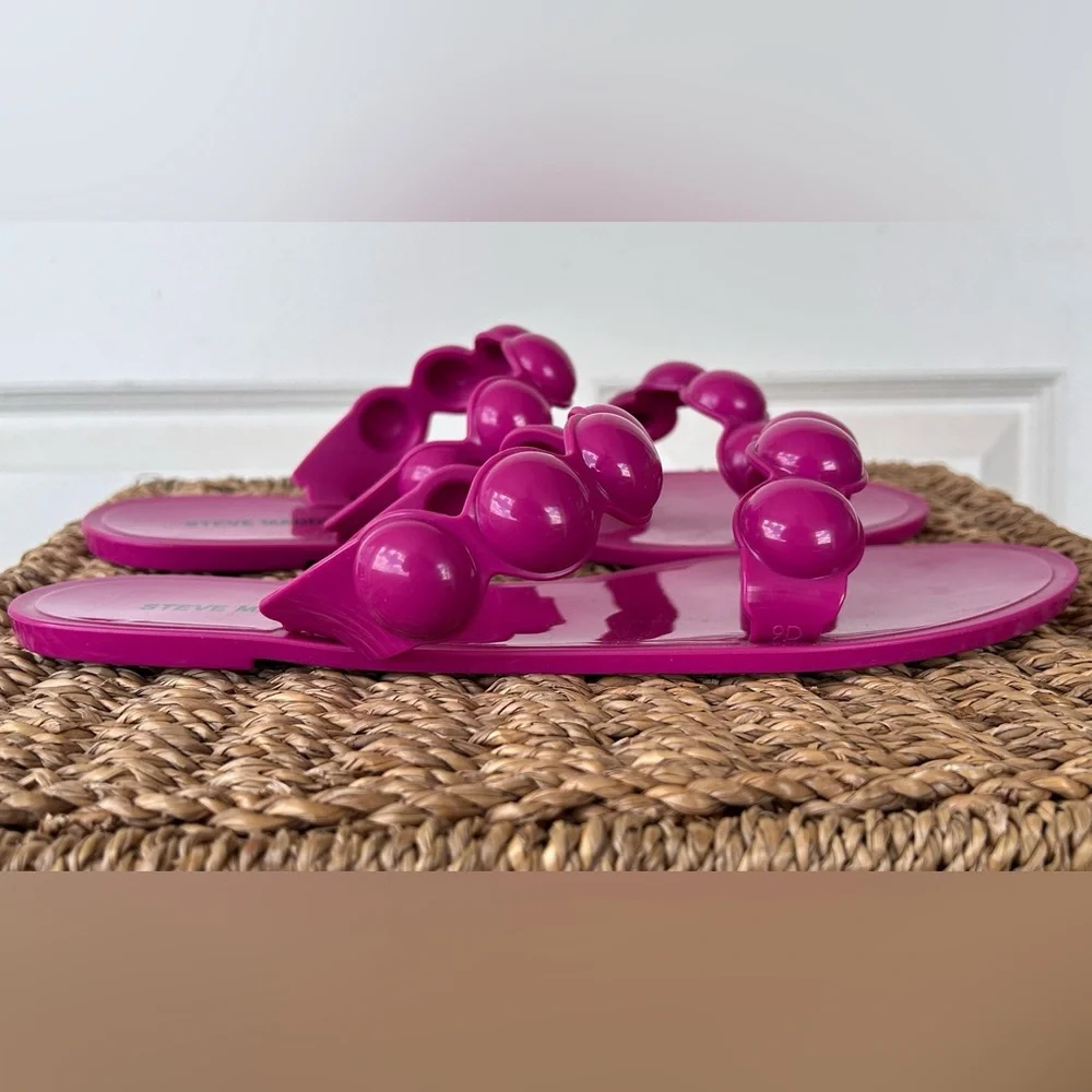 Steve Madden Zaza Bubble Strap‎ Slide Sandals Bright Pink Size 9 - Picture 5 of 10